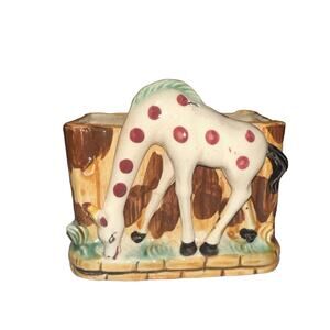 VINTAGE Giraffe Planter Vase Ceramic Japan Kitsch MCM Souvenir Illinois Pen Cup